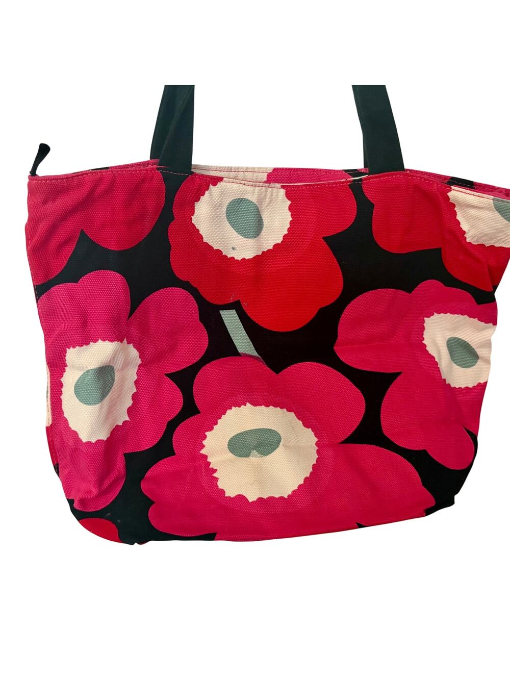 Vintage Y2K Marimekko Poppy Floral Canvas Tote Handbag Purse Boho Utility 17x13